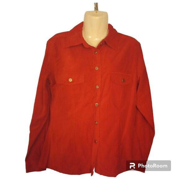 Kathy Ireland velvet button down with silver buttons and front pockets - Picture 1 of 11